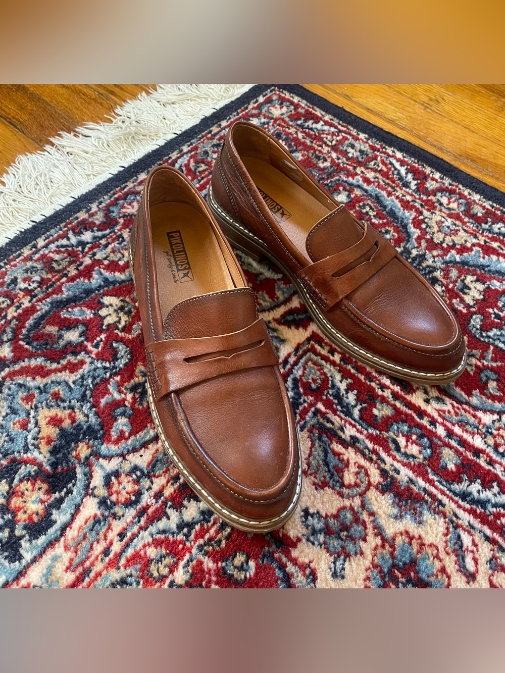 PIKOLINOS Aldaya Women’s Penny Loafers in Brown Cuero - Size 39 8.5